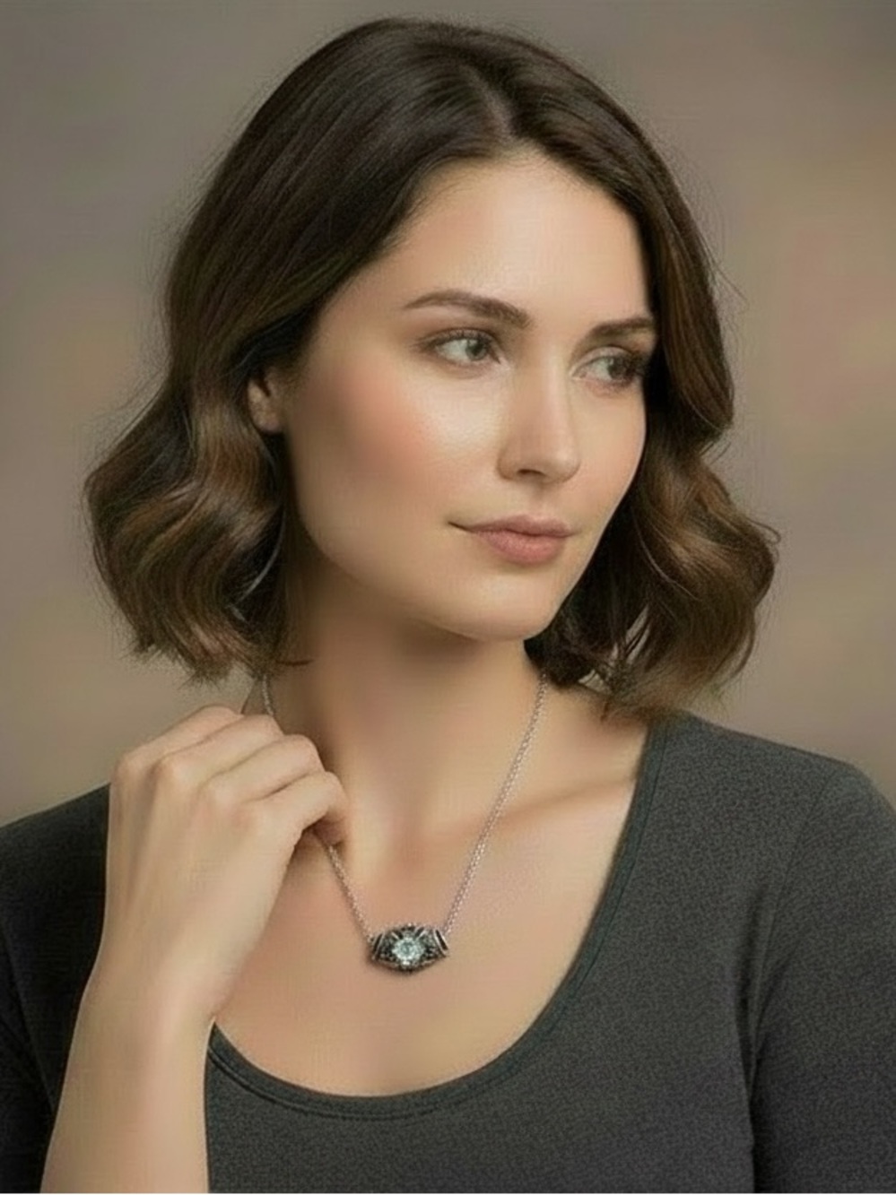 Sterling Silver CZ Drum Slide Pendant Necklace